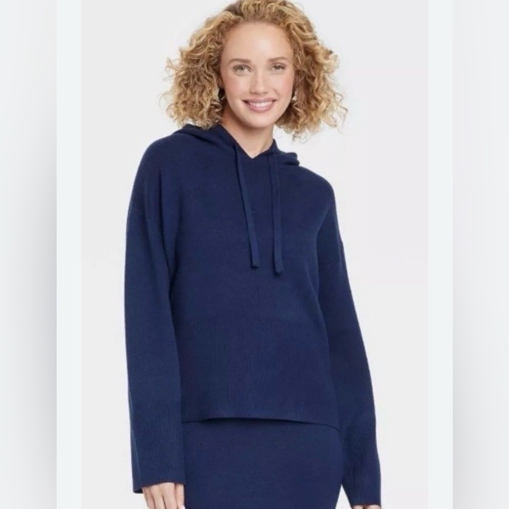 Primark Cares Blue Hooded Sweater Viscose/ Nylon - M